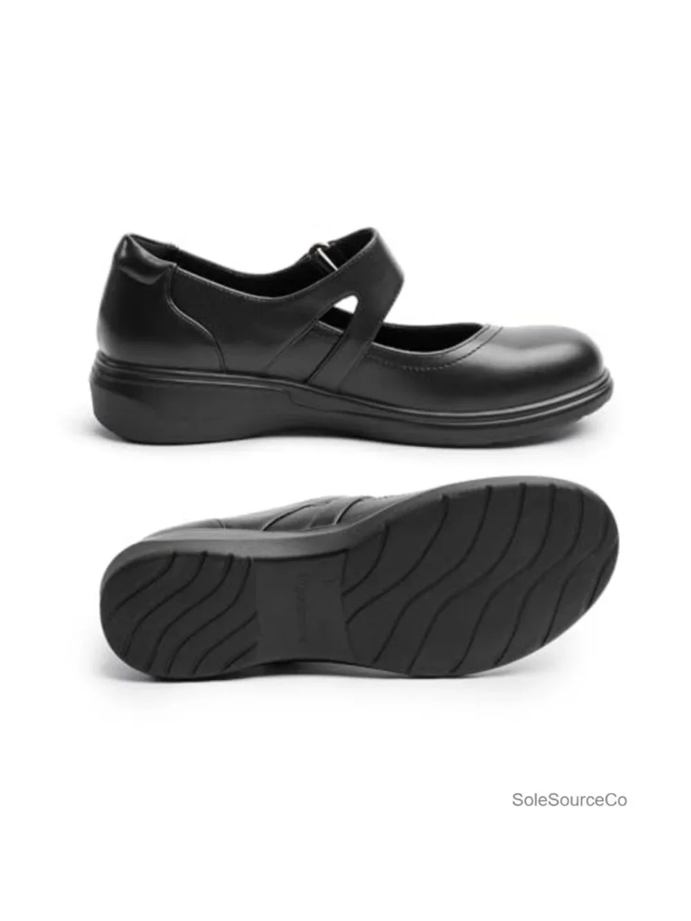 Women's Mary Jane Flats with Arch Support, Vegan PU Leather, Hook-and-Loop